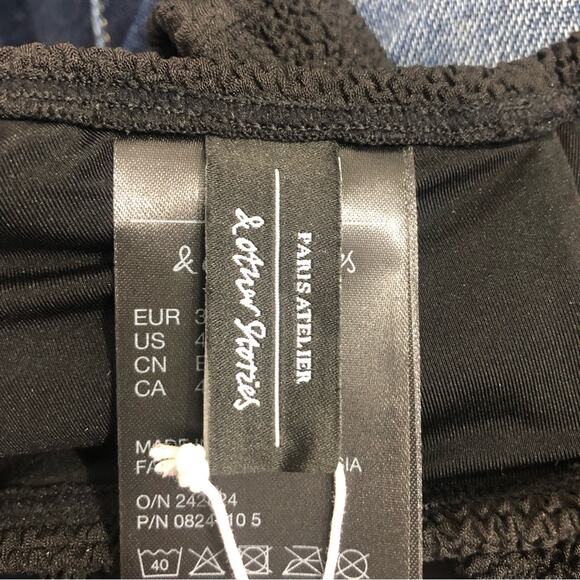 & Other Stories Black Knot Tie Crepe Triangle Bikini Top 4 NWT - Picture 6 of 8